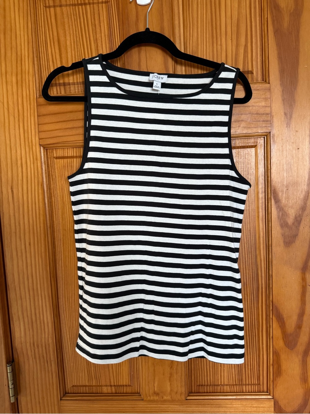 NWT J. Crew Black and White Striped Tank Top, Size Large